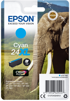 Billede af Cyan blækpatron - Epson 24XLC - 8.7 ml hos Printerpatroner.dk