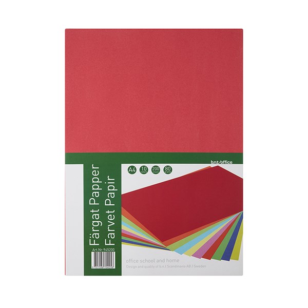 Billede af Papir i 10 farver - A4 - 80g/ 200 ark. hos Printerpatroner.dk