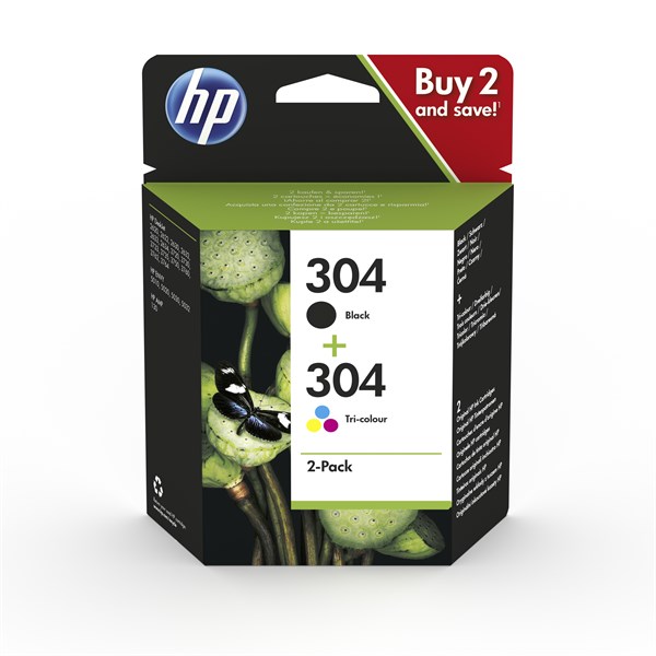 Billede af 2-Pak sort og farvet patron - HP nr.304 -120+100 sider