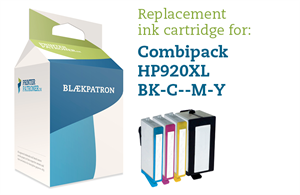 Hp 4-Pak B/C/M/Y Patroner - Hp Nr.920 Xl - 1X48/3X12Ml. Genfyldt Hp Miljø-Blækpatron
