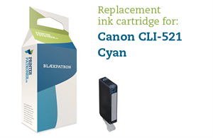 Canon Cyan Blækpatron - Canon Cli-521C - 9 Ml. Genfyldt Canon Miljø-Blækpatron