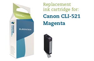Magenta Blækpatron - Canon Cli-521M - 9 Ml. Genfyldt Canon Miljø-Blækpatron