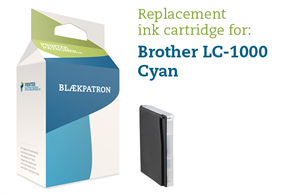 Brother Cyan Blækpatron - Brother Lc970/1000 - 20Ml. Genfyldt Brother Miljø-Blækpatron