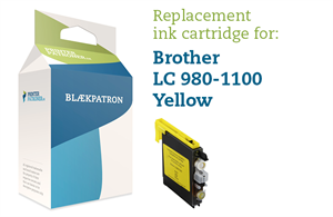 Gul Blækpatron - Brother Lc980/1100 - 20Ml. Genfyldt Brother Miljø-Blækpatron
