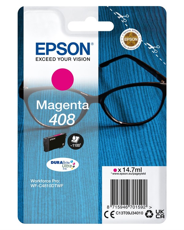 Billede af Magenta blækpatron - Epson 408 - 14,7 ml. hos Printerpatroner.dk