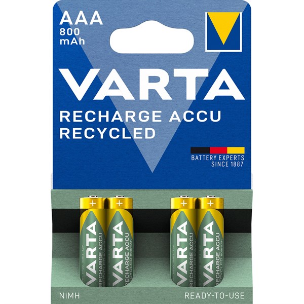 Billede af VARTA - Recharge Accu Recycled - 21% GENBRUG - AAA batteri - 4 stk. hos Printerpatroner.dk